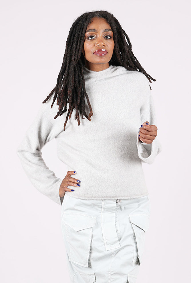 Brushed Wool Hoodie, Dawn Gray Melange