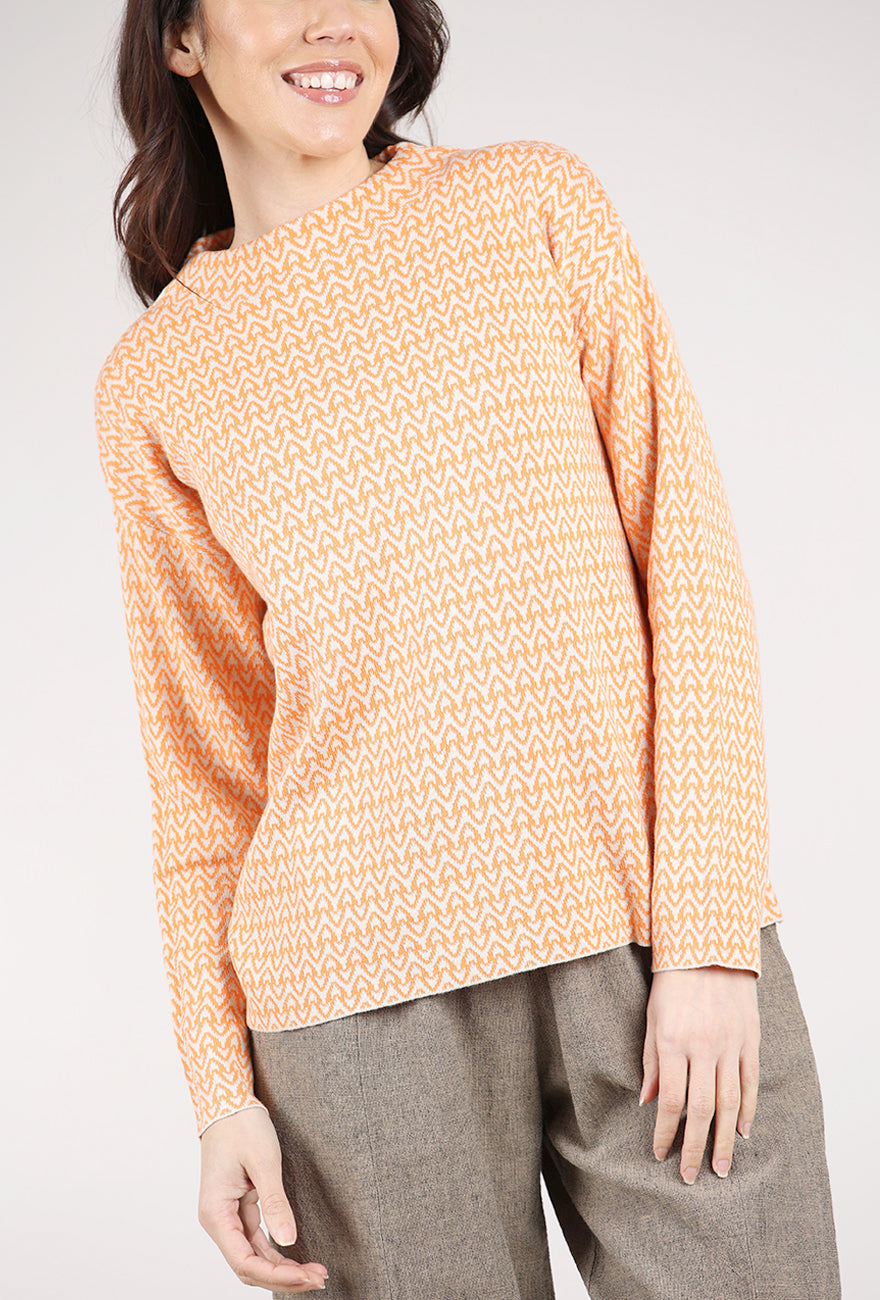 Sunday Jacquard Mock Pullover, Apricot 