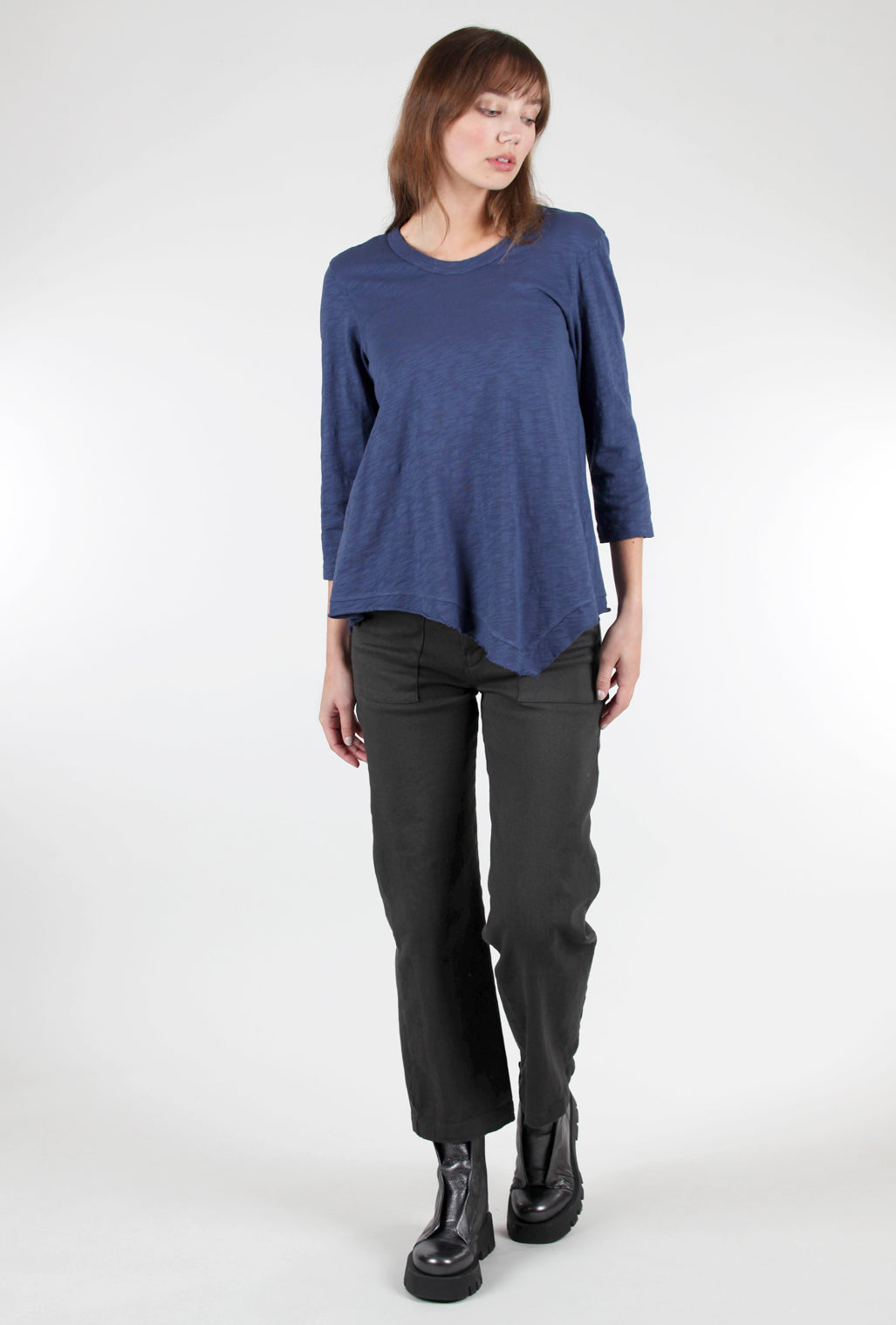 Wilt 3/4-Sleeve Slant Hem Tee, Midnight 