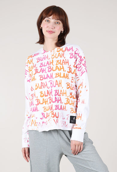 Paper Temples Blah Blah L/S Sweatshirt, White/Ombre 