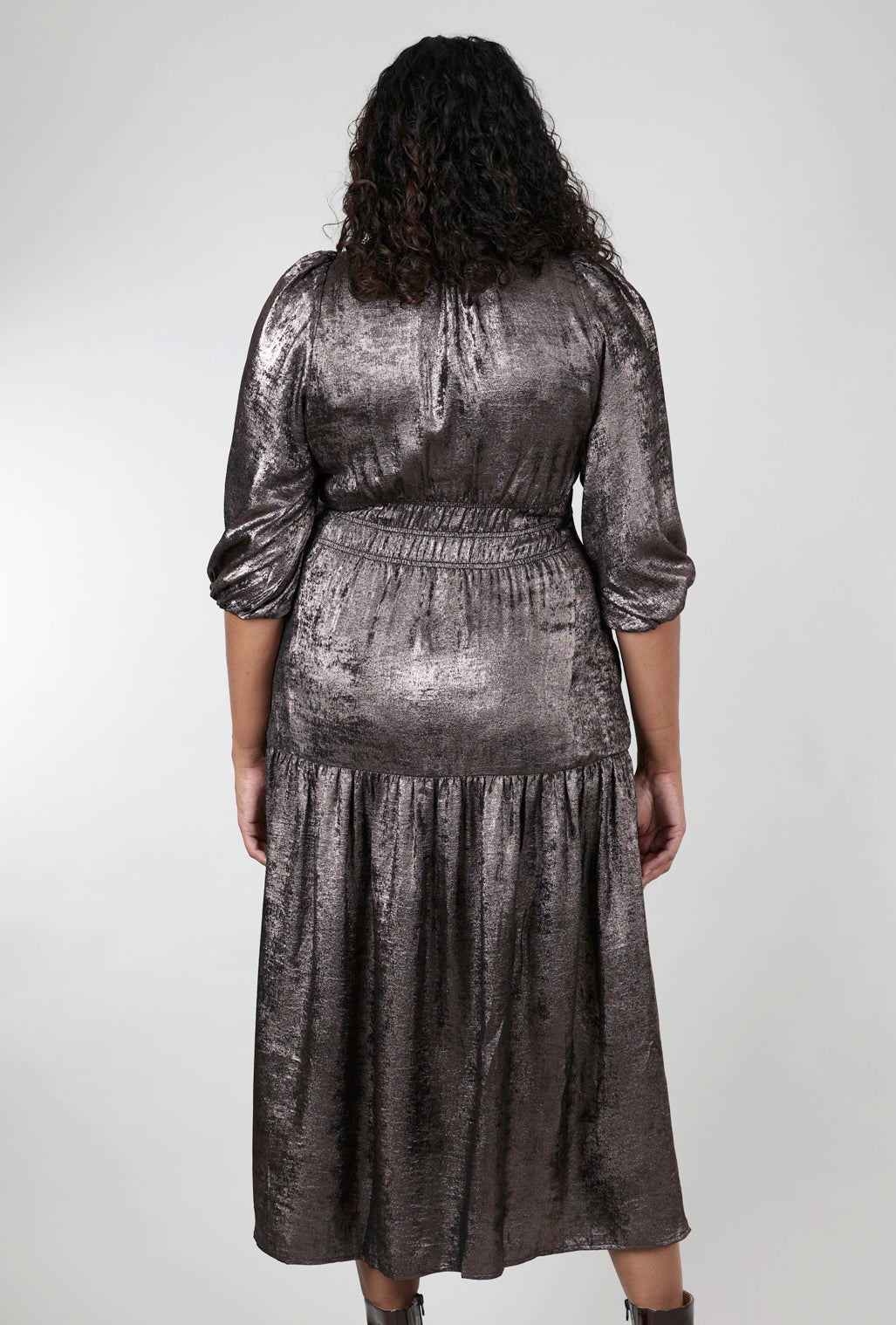 Grade & Gather Shimmery Holiday Dress, Espresso 