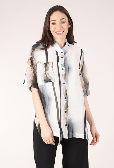 Lotus Eaters Simbi Shirt, White/Gold 