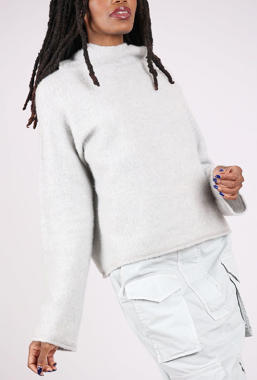 Brushed Wool Hoodie, Dawn Gray Melange