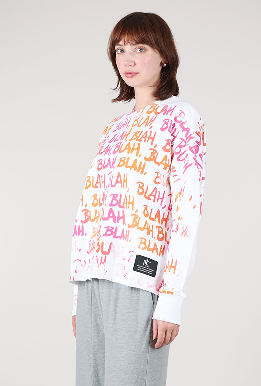 Paper Temples Blah Blah L/S Sweatshirt, White/Ombre 