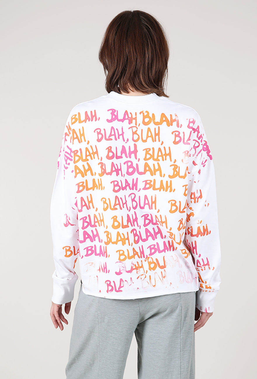 Paper Temples Blah Blah L/S Sweatshirt, White/Ombre 