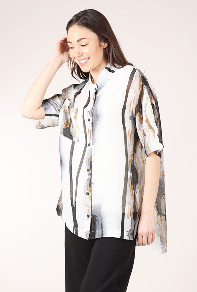 Lotus Eaters Simbi Shirt, White/Gold 