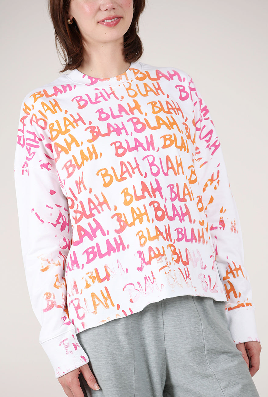 Paper Temples Blah Blah L/S Sweatshirt, White/Ombre 