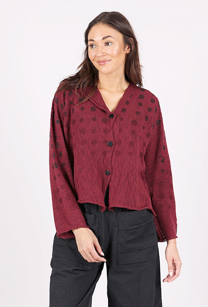 V Cardie, Burgundy/Ombre Dots
