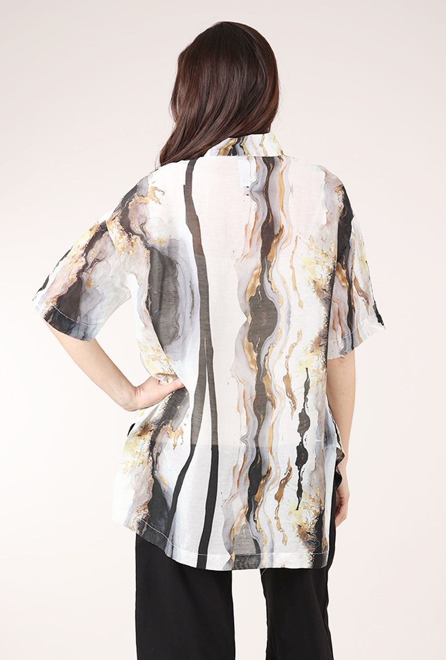 Lotus Eaters Simbi Shirt, White/Gold 
