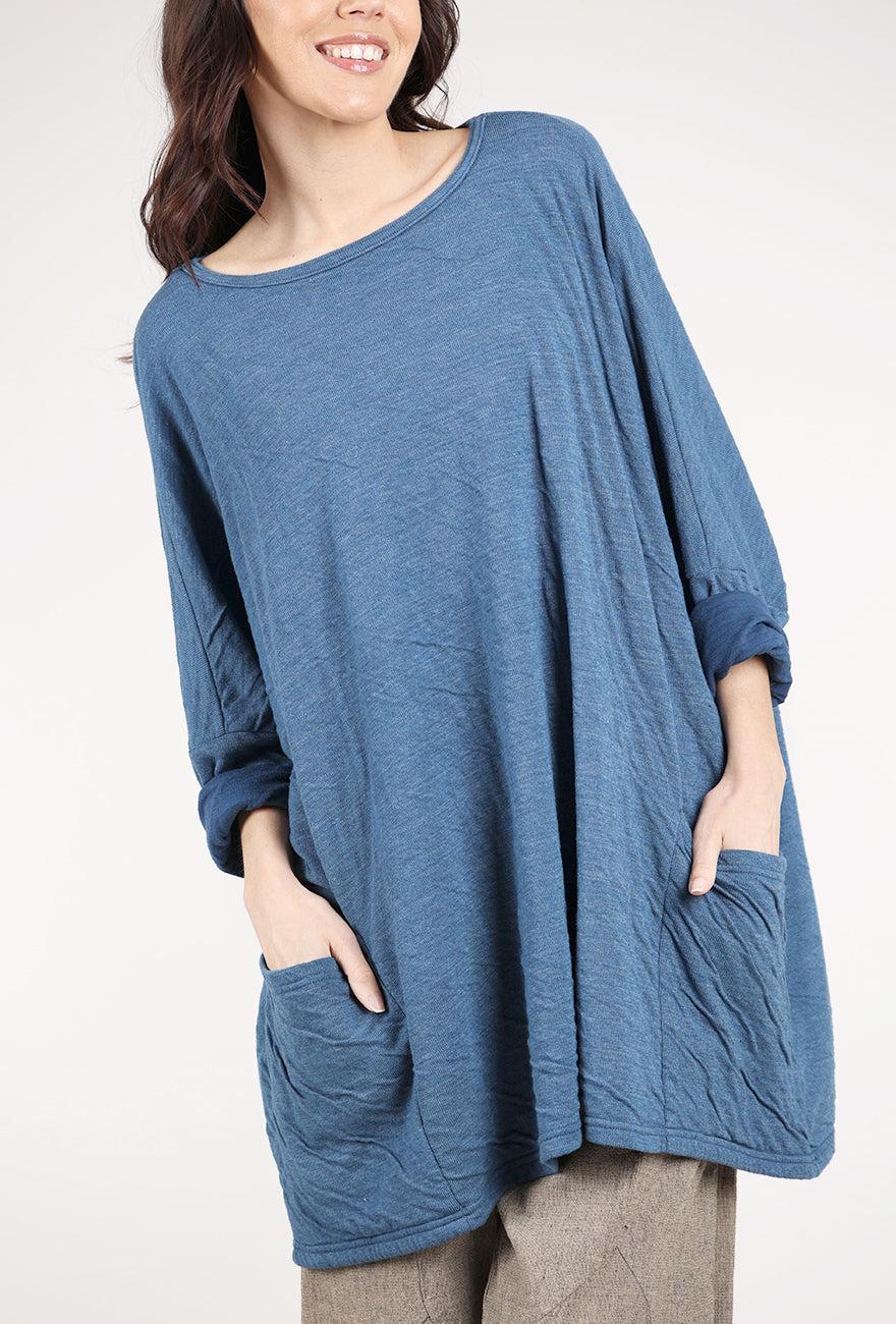 Cut Loose Double-Face Oversized Pullover, Naval 