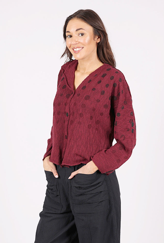 V Cardie, Burgundy/Ombre Dots