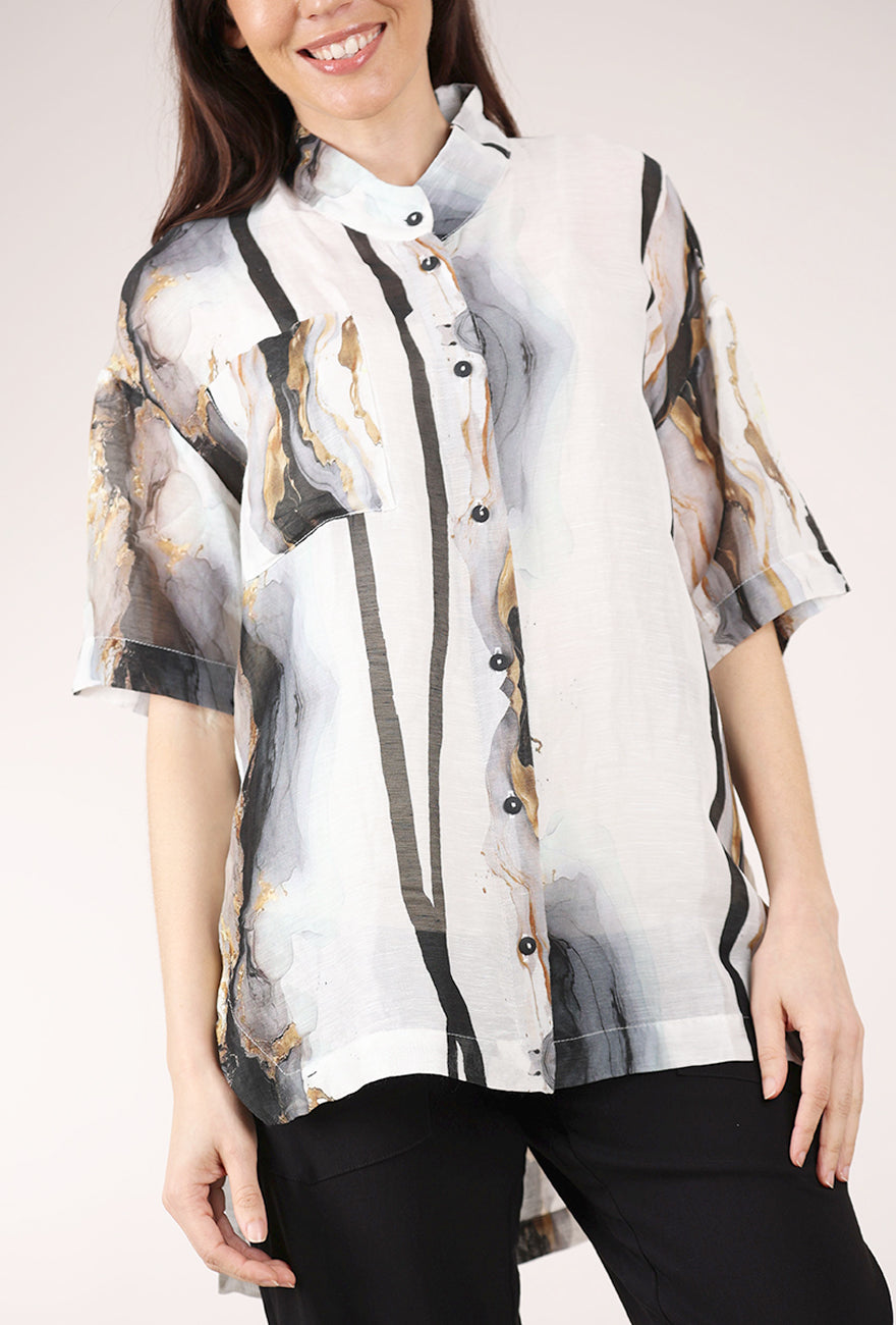 Lotus Eaters Simbi Shirt, White/Gold 