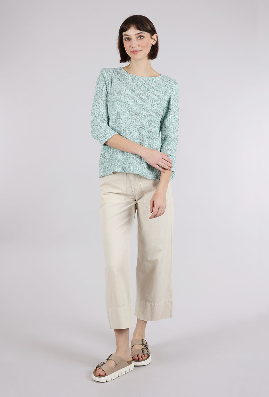 Cut Loose Boatneck Texture Sweater, Fountain 