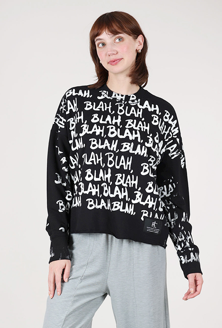 Paper Temples Blah Blah L/S Sweatshirt, Black/White 