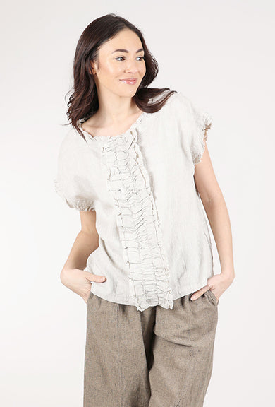 Grizas Center Pleat Linen Top, Natural 