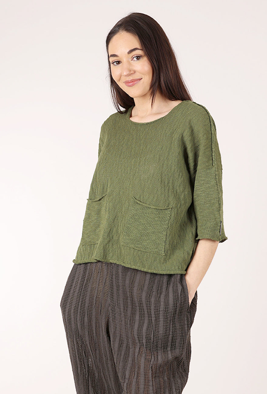 Paper Temples Reverse Pocket Sweater, Green 