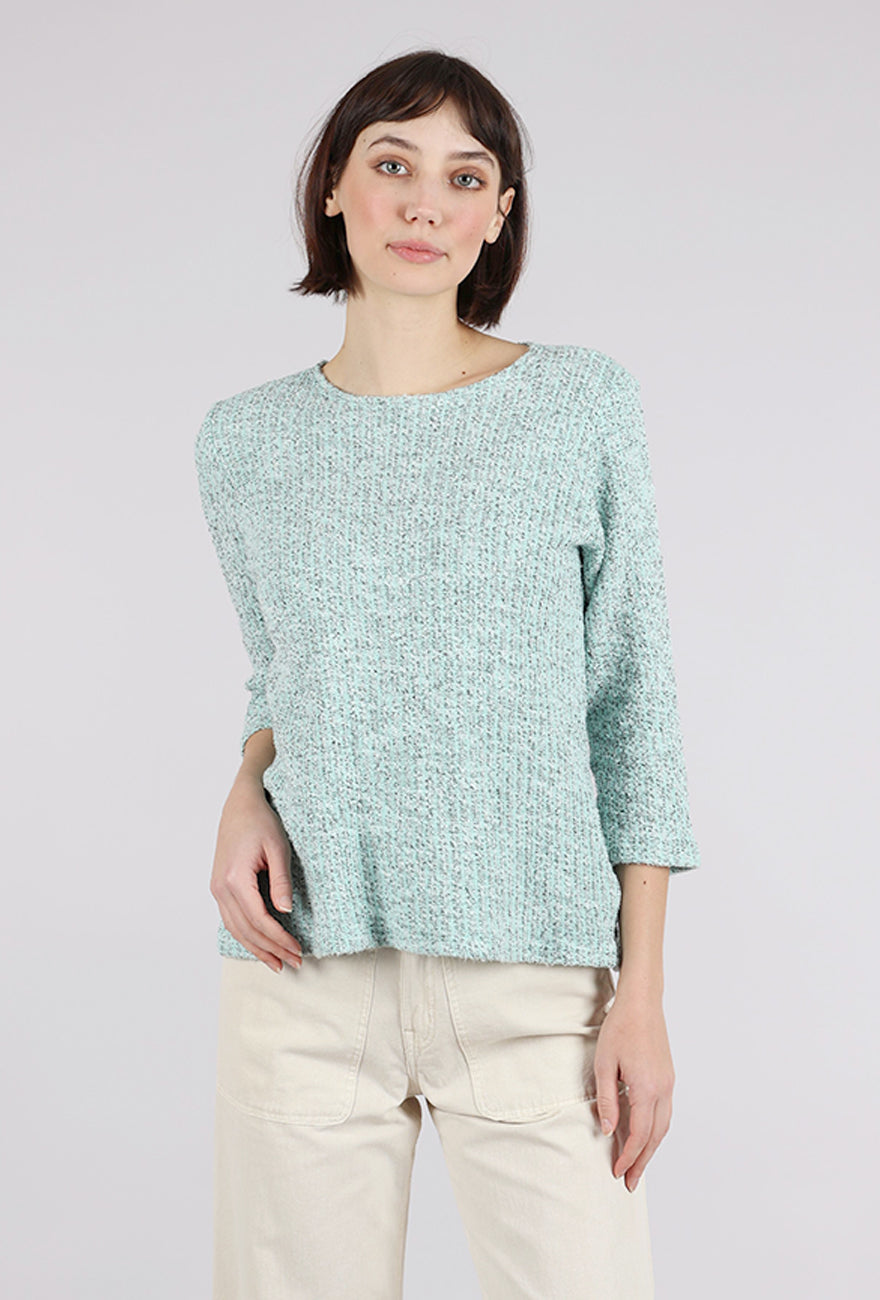 Cut Loose Boatneck Texture Sweater, Fountain 