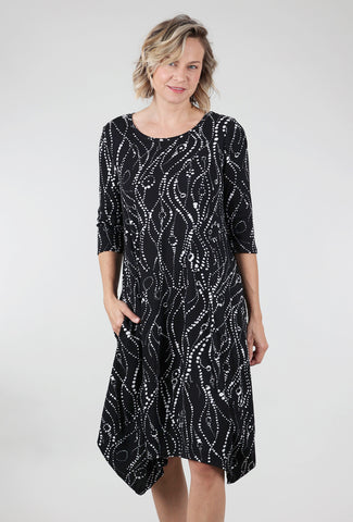 Habitat Cozy Rib Wavy Dots Artist Dress, Black 