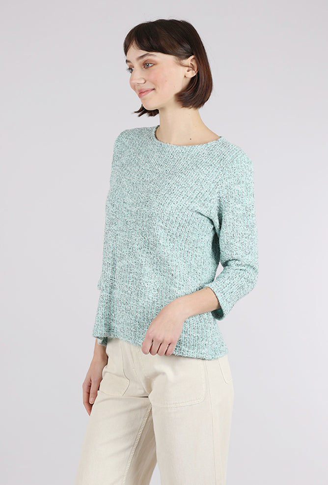 Cut Loose Boatneck Texture Sweater, Fountain 