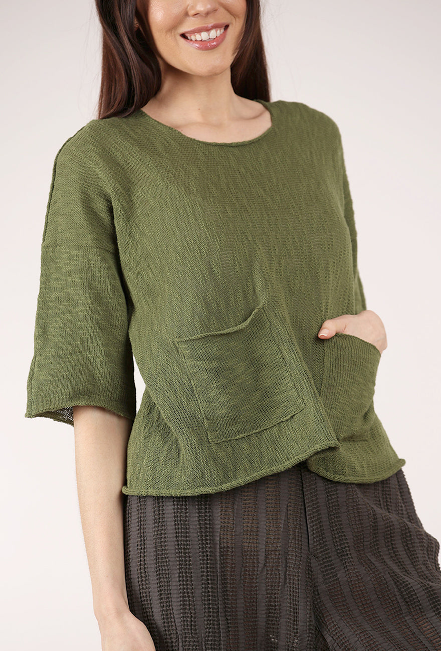 Paper Temples Reverse Pocket Sweater, Green 