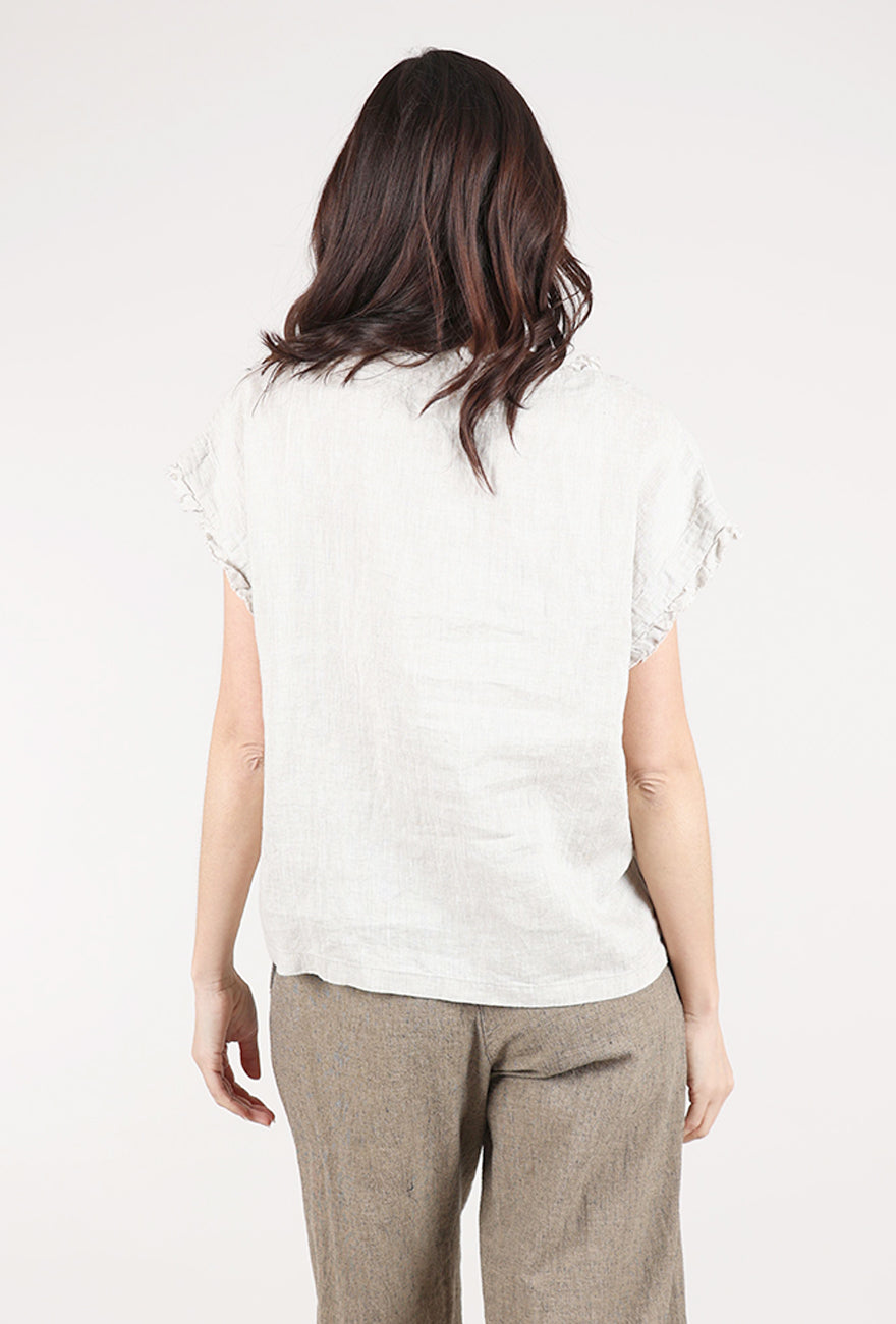 Grizas Center Pleat Linen Top, Natural 