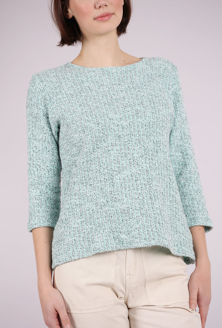 Cut Loose Boatneck Texture Sweater, Fountain 