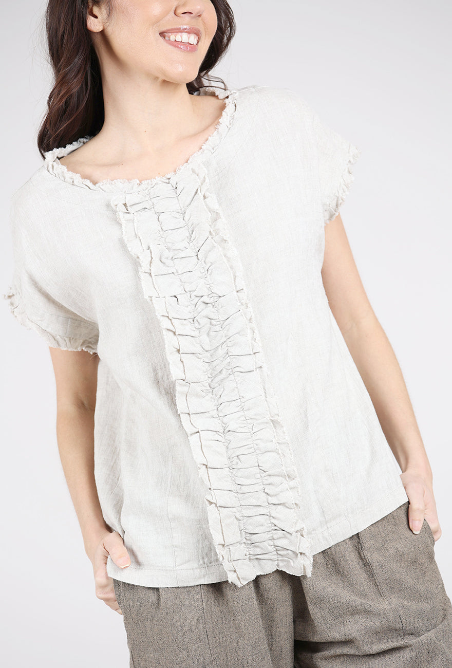 Grizas Center Pleat Linen Top, Natural 