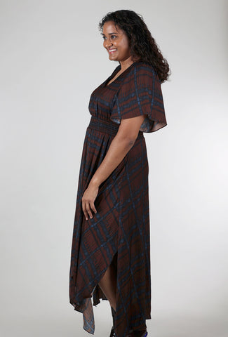 Grade & Gather Printed Unbalanced Maxi Dress, Cocoa 