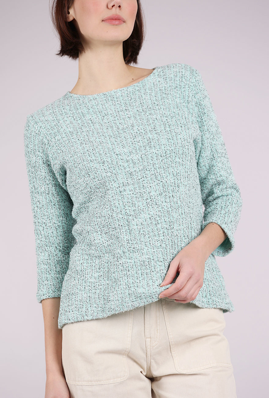 Cut Loose Boatneck Texture Sweater, Fountain 