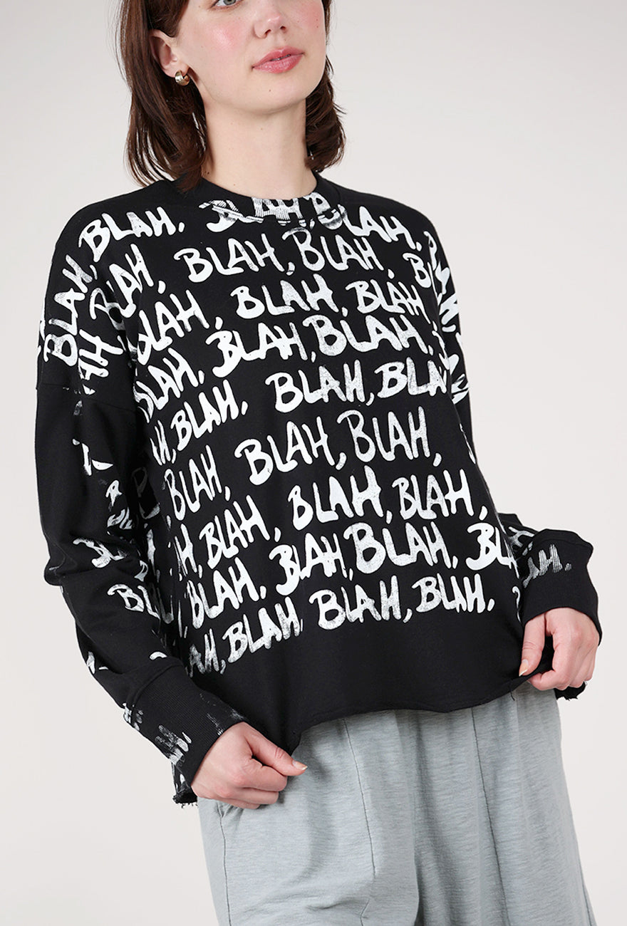 Paper Temples Blah Blah L/S Sweatshirt, Black/White 