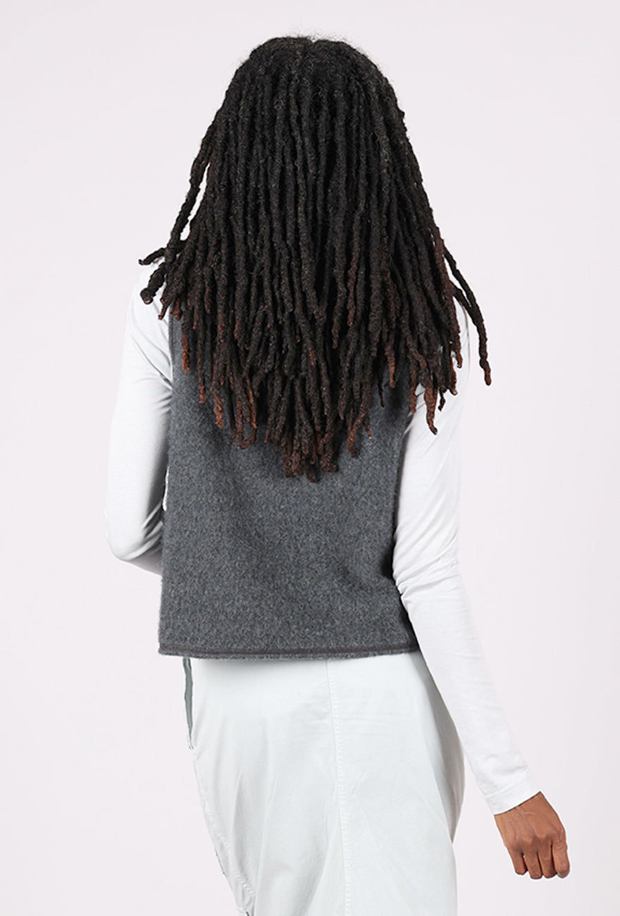 Brushed Wool Funnel Vest, Anthracite Melange