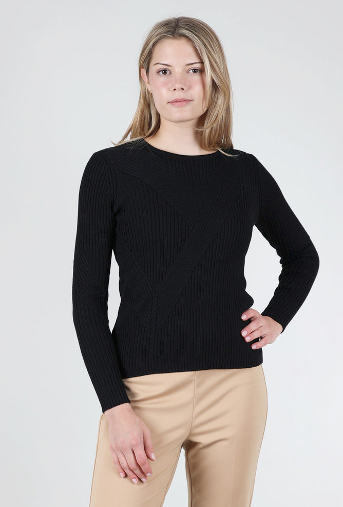 Peace of Cloth Multi-Stitch Shaker Sweater, Black 