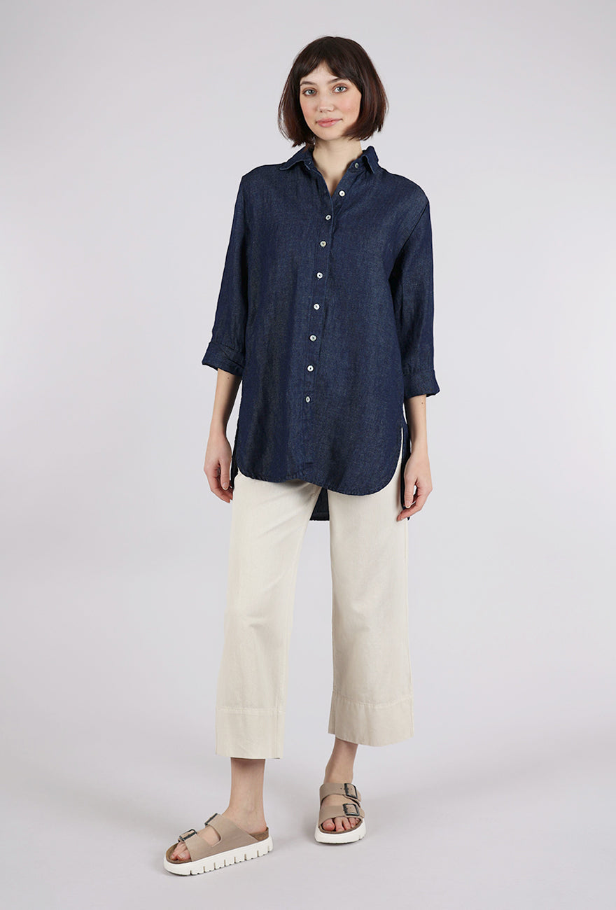 Cut Loose Flax Easy Shirt, Denim 