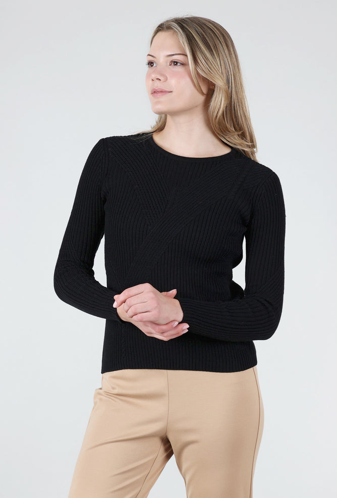 Peace of Cloth Multi-Stitch Shaker Sweater, Black 