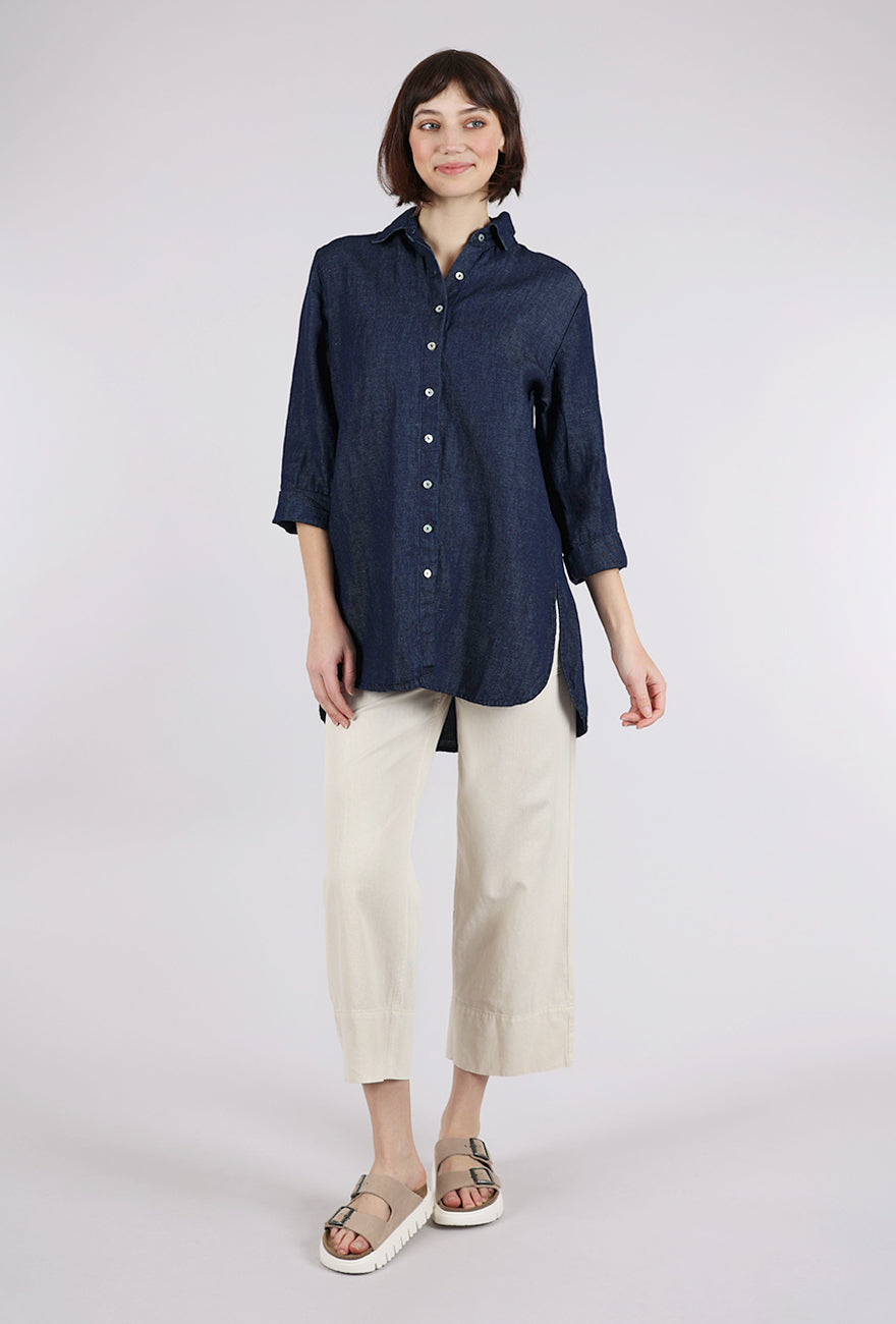 Cut Loose Flax Easy Shirt, Denim 