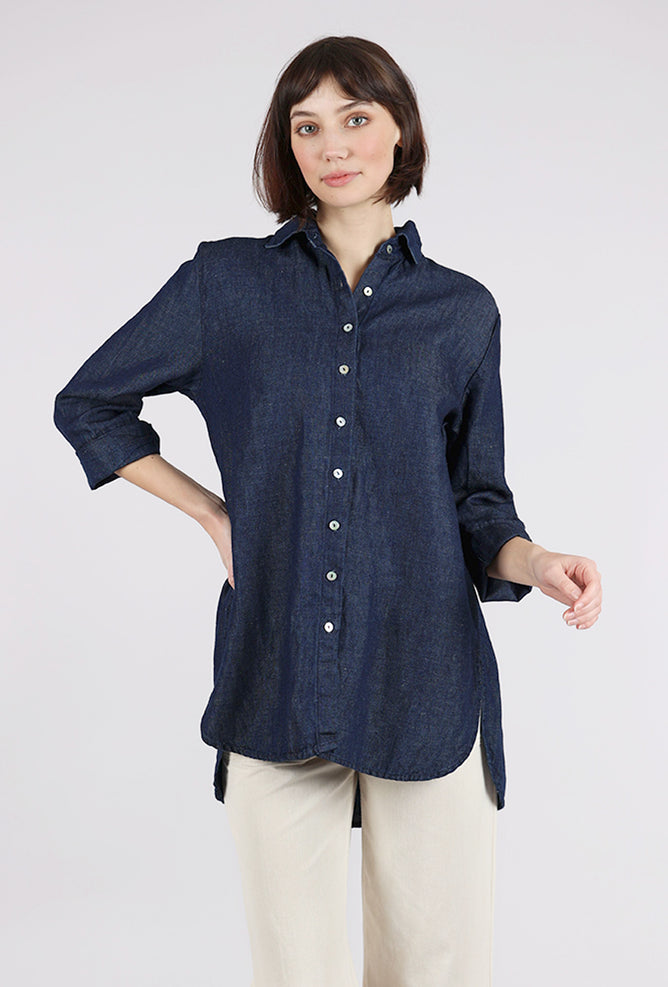 Cut Loose Flax Easy Shirt, Denim 