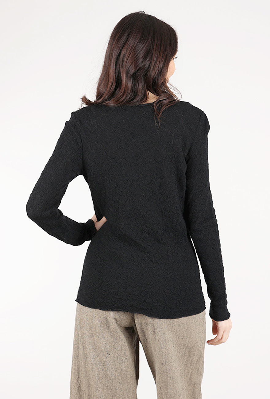 By Basics Bubble Wool Round-Neck Pullover, Black 