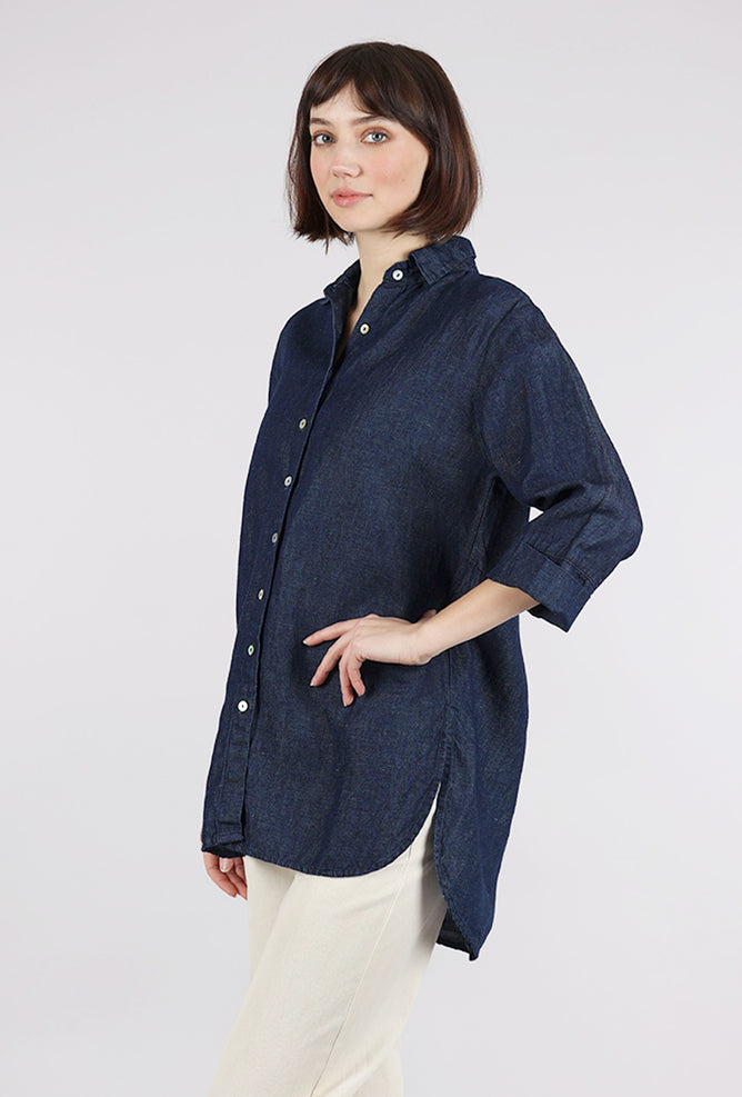 Cut Loose Flax Easy Shirt, Denim 