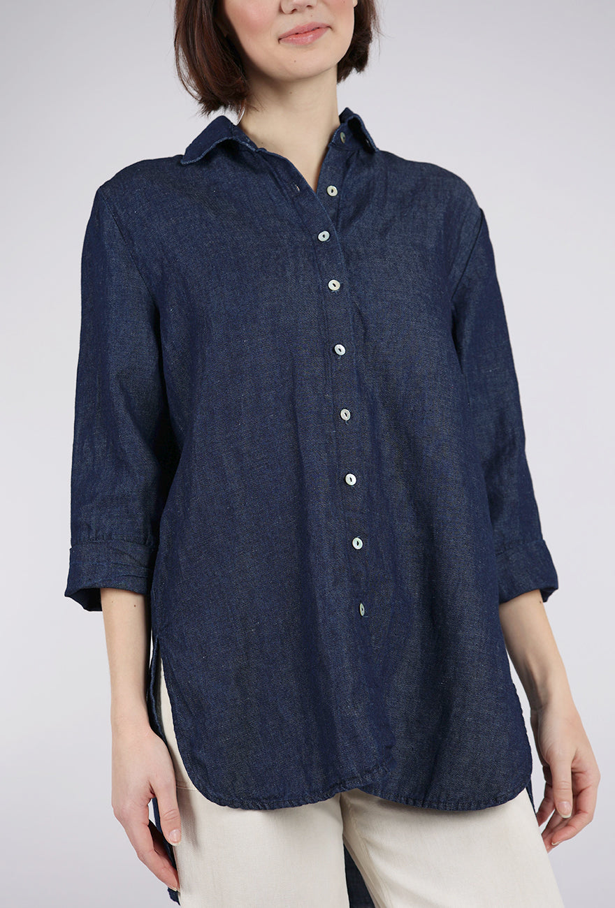 Cut Loose Flax Easy Shirt, Denim 