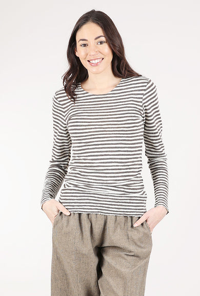 By Basics Merino First Layer Top, Earth Melange Stripe 
