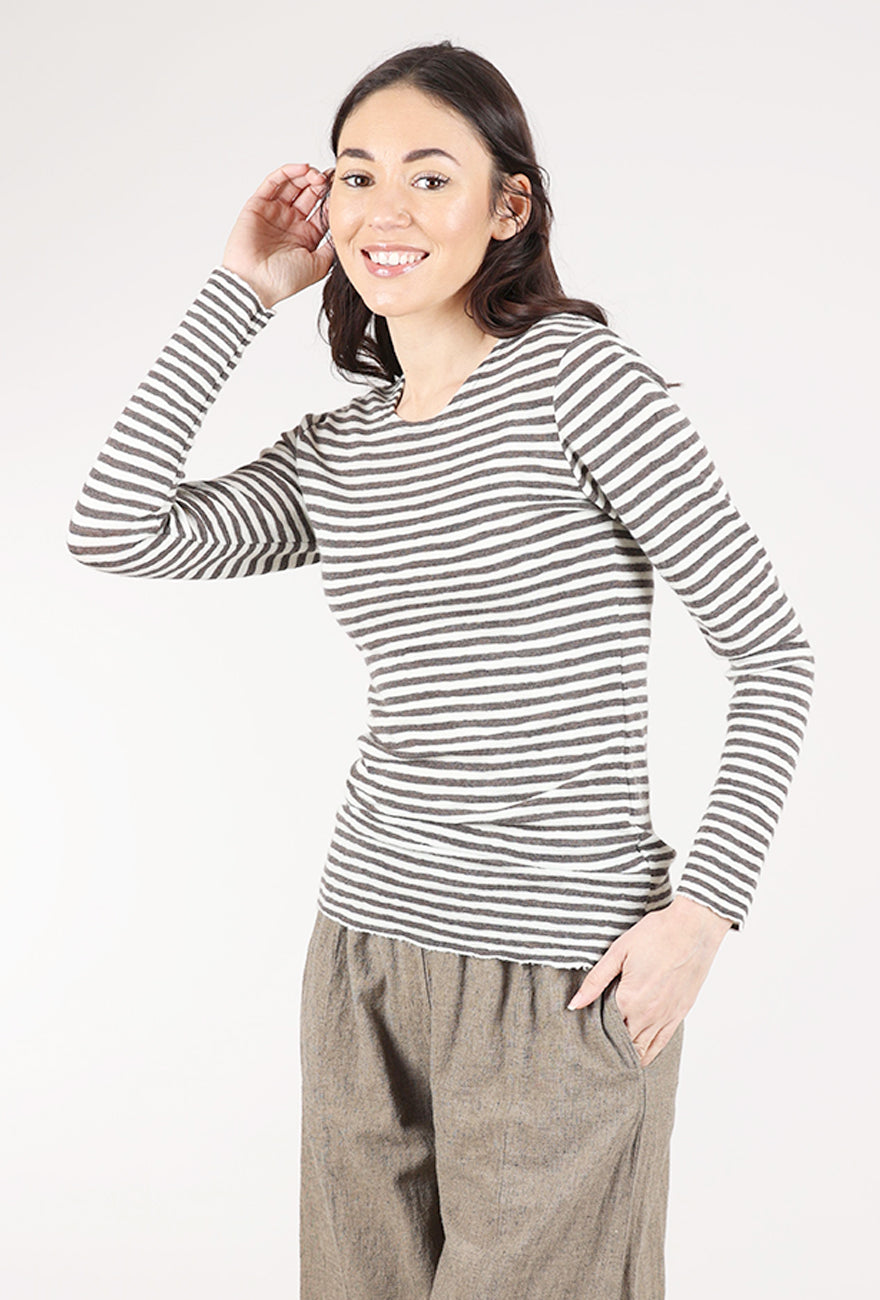 By Basics Merino First Layer Top, Earth Melange Stripe 