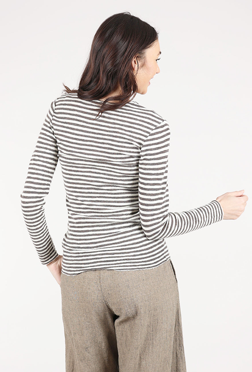 By Basics Merino First Layer Top, Earth Melange Stripe 