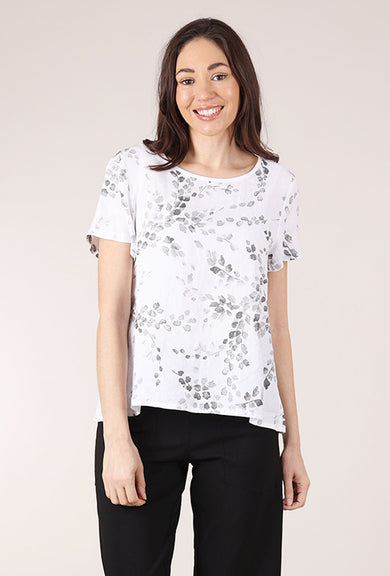 Blueberry Italia Lottie Linen Print Top, White 