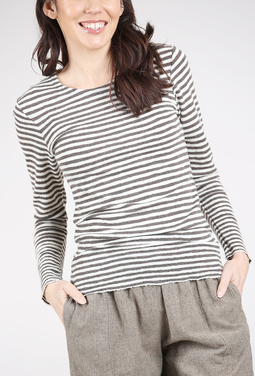 By Basics Merino First Layer Top, Earth Melange Stripe 