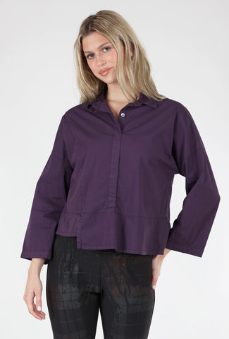 Eleven Stitch Half Placket Asym Top, Eggplant 