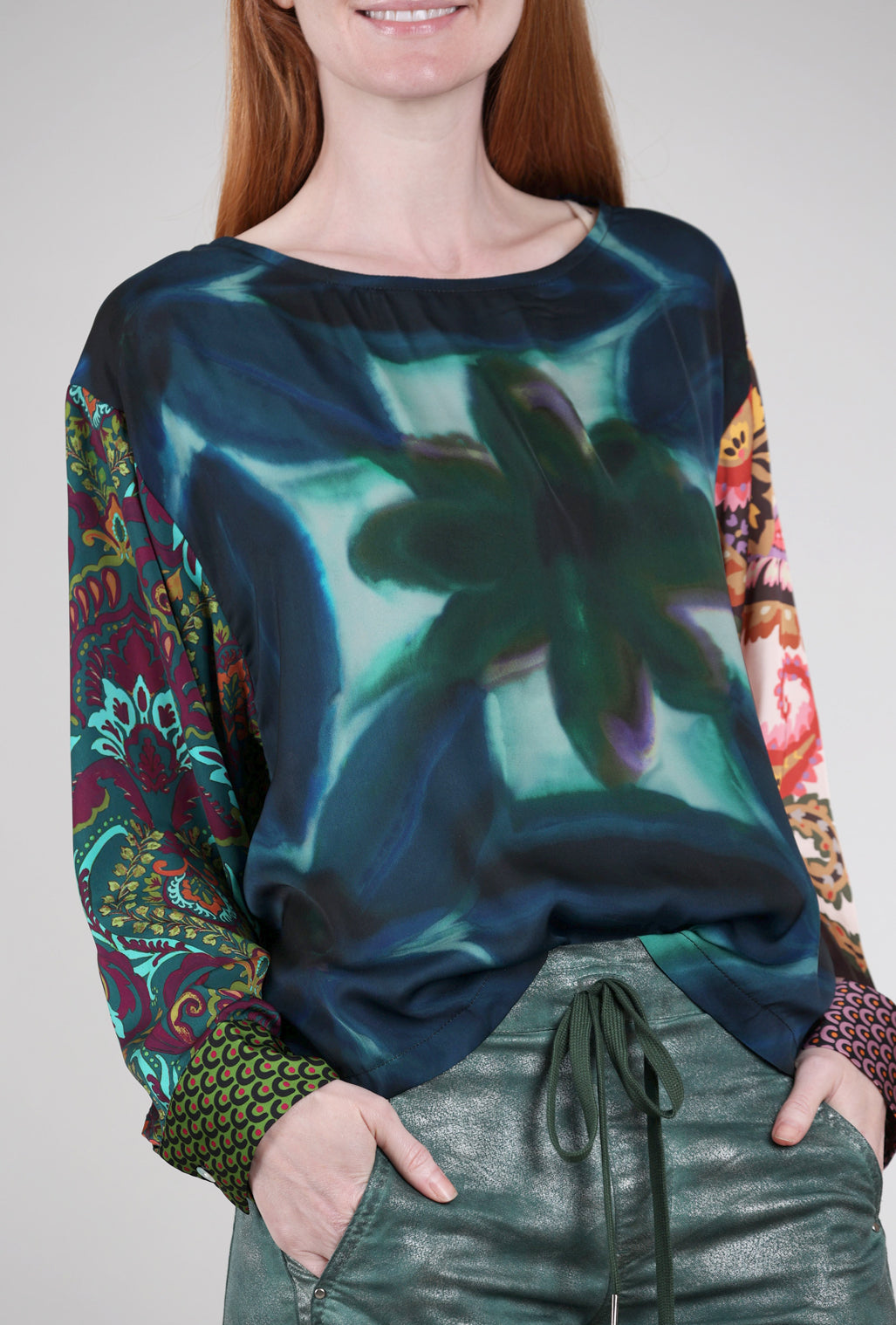 Alembika Mixed Media Blouse, Cornflower 