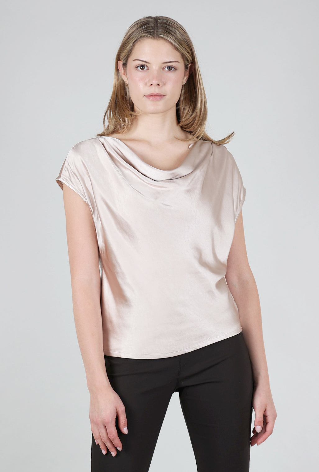 Mystree Sateen Cowl Top, Champagne 