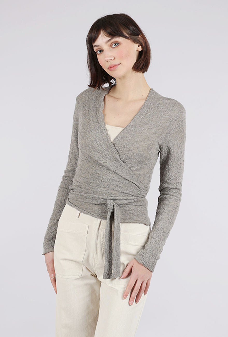 By Basics Merino Bubble Wool Wrap Top, Elephant Melange 