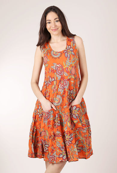 Dress Addict Joy Dress, Orange/Gray 