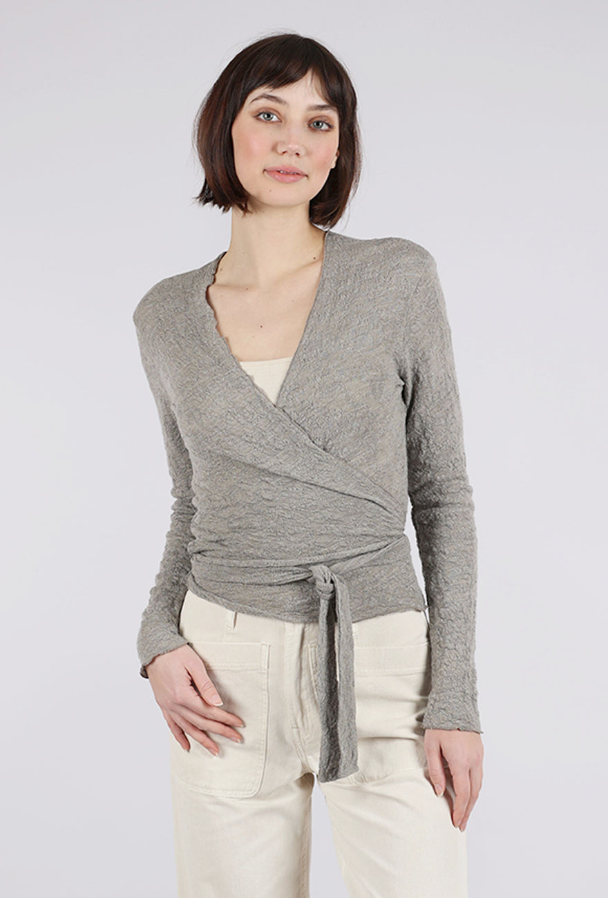 By Basics Merino Bubble Wool Wrap Top, Elephant Melange 